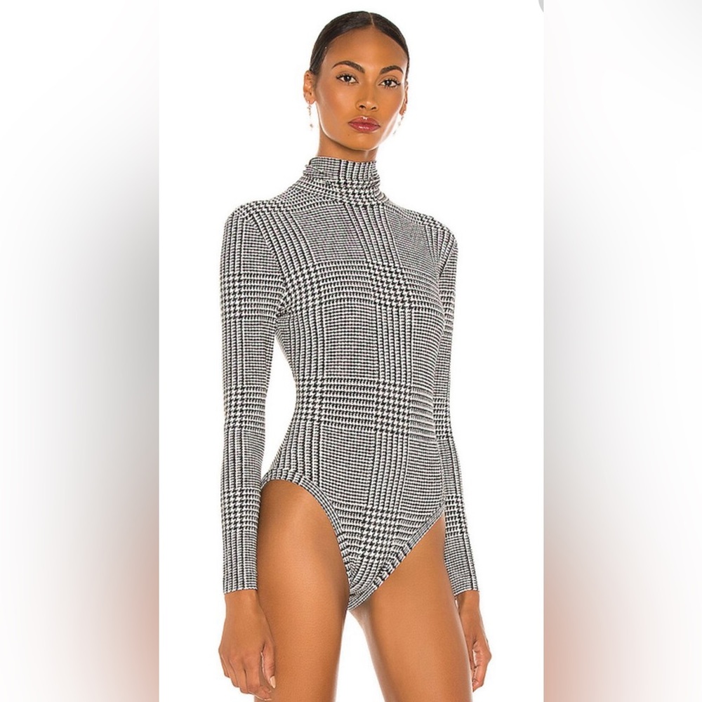 Norma Kamali Glenn Plaid Turtle Bodysuit small